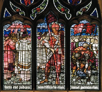 Edimburgo, Catedral de St Giles, Morris & Co., Edward Burne-Jones, Josué, cruzando el Mar Rojo, 1886, Caballero medieval de Edward Burne Jones